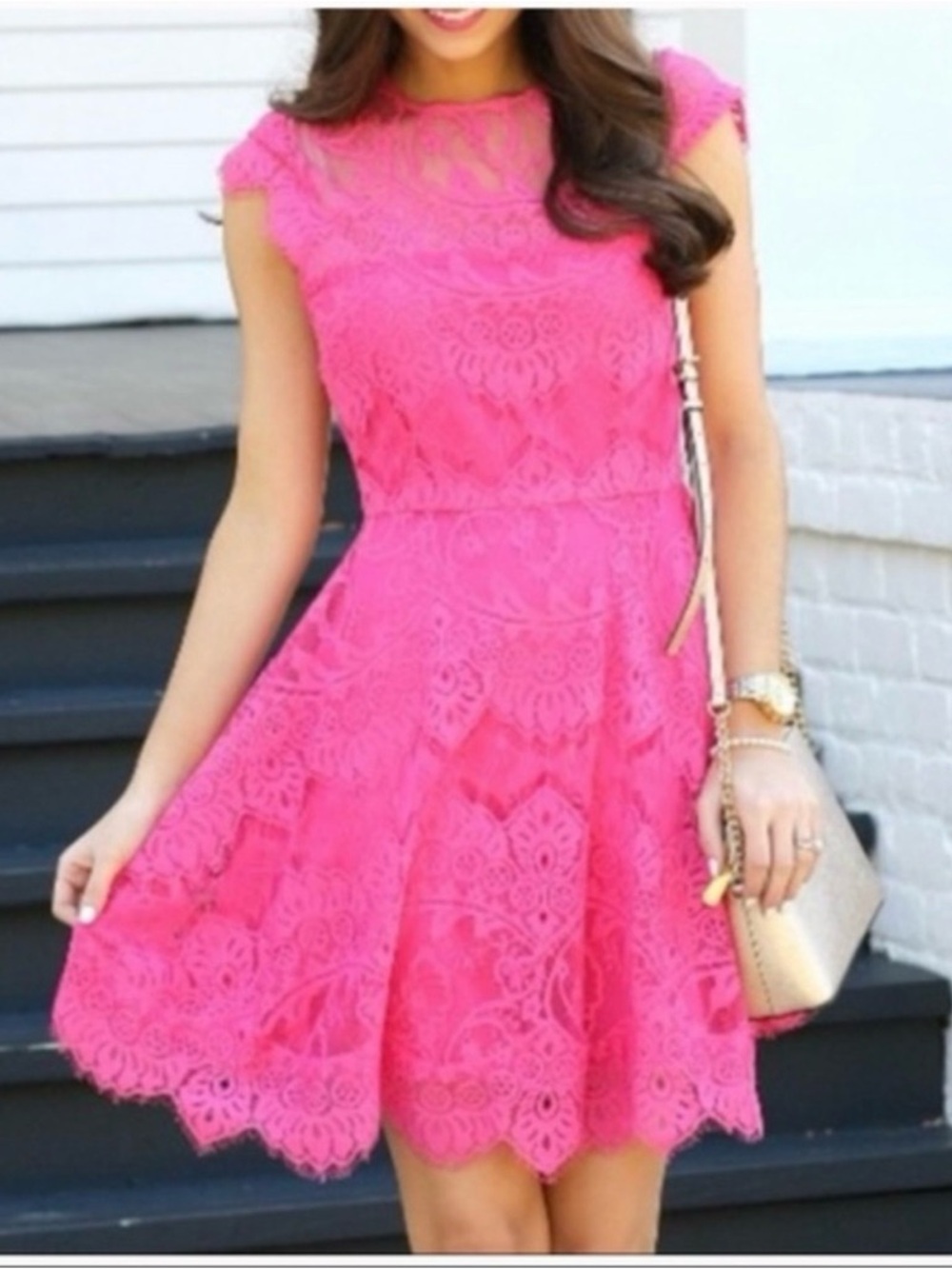BB Dakota Hot Pink Lace Mini Dress SZ 4